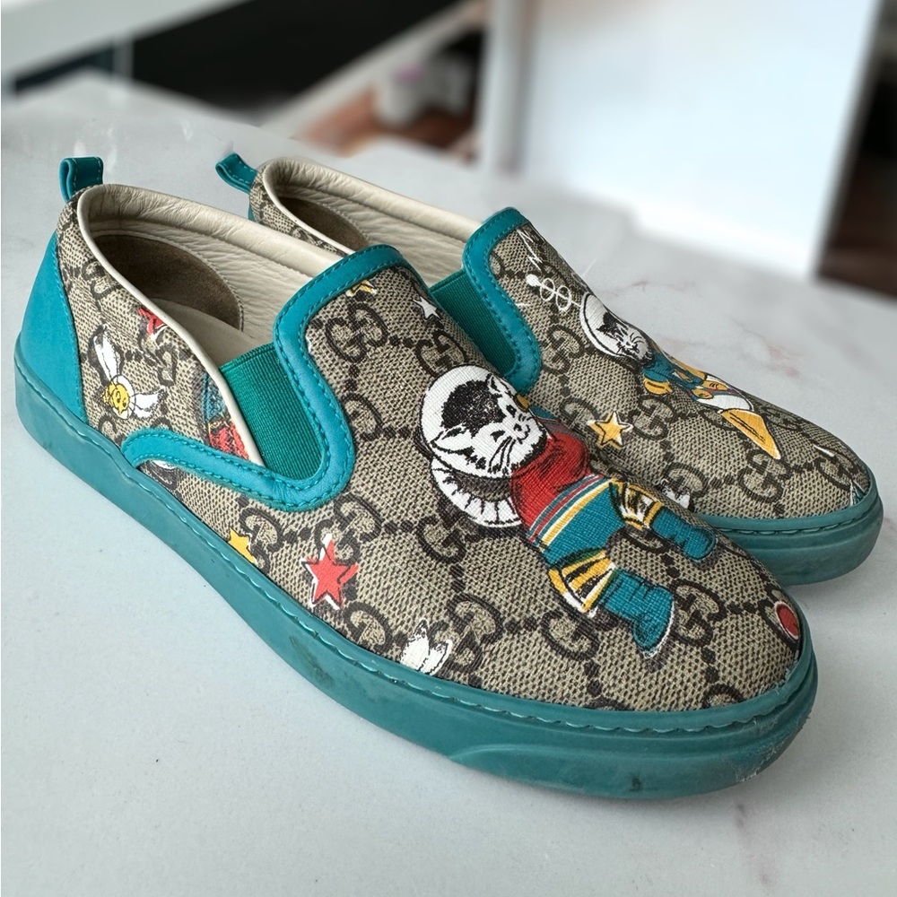 GUCCI kids space cat slip on shoes size 33 designer luxury limited edition style